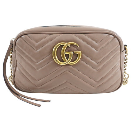 Gucci Marmont Matelasse Taupe Leather Camera Bag