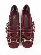 Gucci Ancora Burgundy Red Mesh Horsebit Ballerina Ballet Flats - 36.5