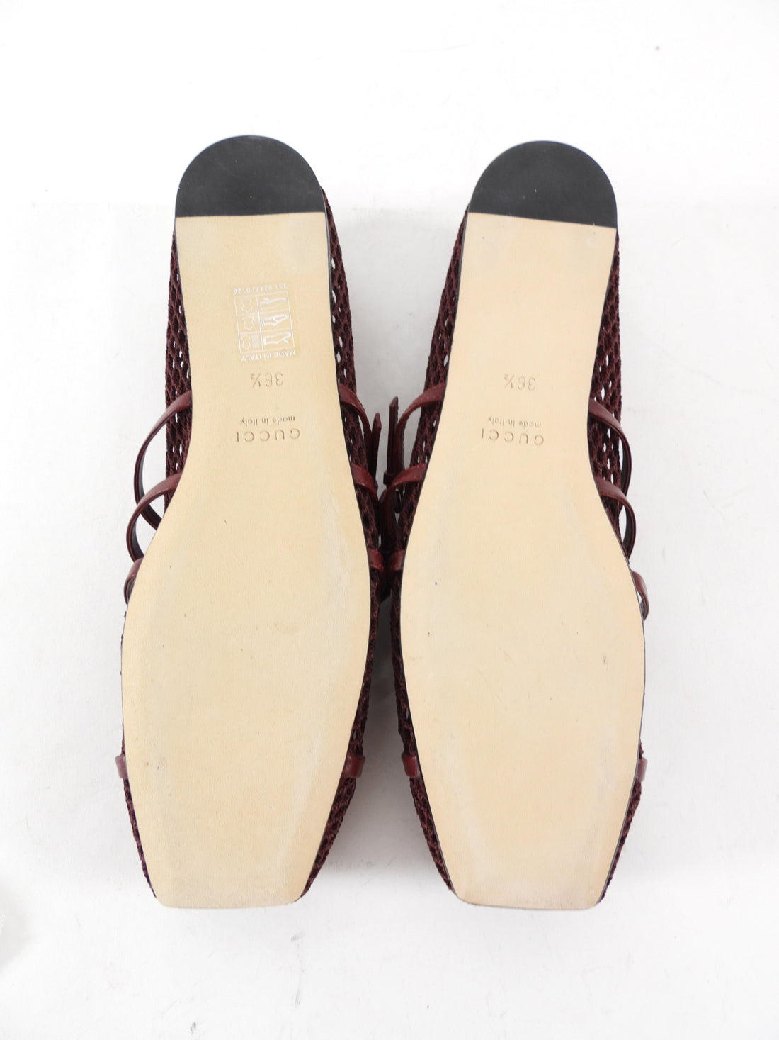 Gucci Ancora Burgundy Red Mesh Horsebit Ballerina Ballet Flats - 36.5
