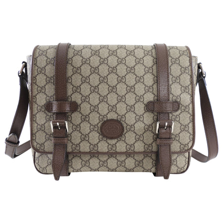 Gucci Brown Monogram Canvas Crossbody Messenger Book Bag