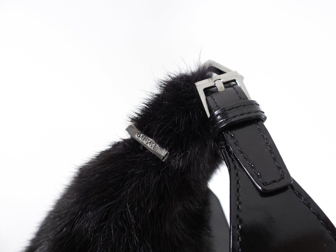 Gucci x Tom Ford 1990's Black Mink Fur Shoulder Bag