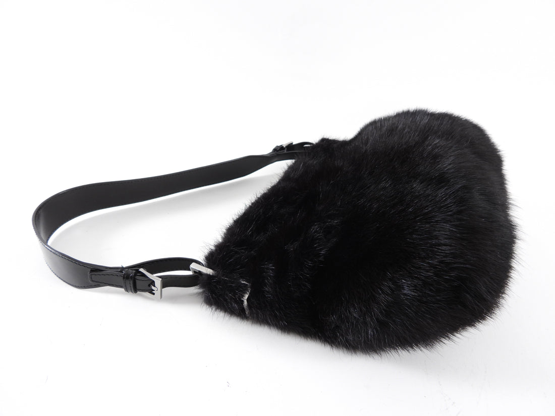 Gucci x Tom Ford 1990's Black Mink Fur Shoulder Bag