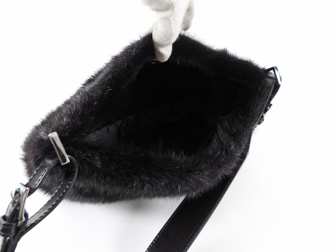 Gucci x Tom Ford 1990's Black Mink Fur Shoulder Bag