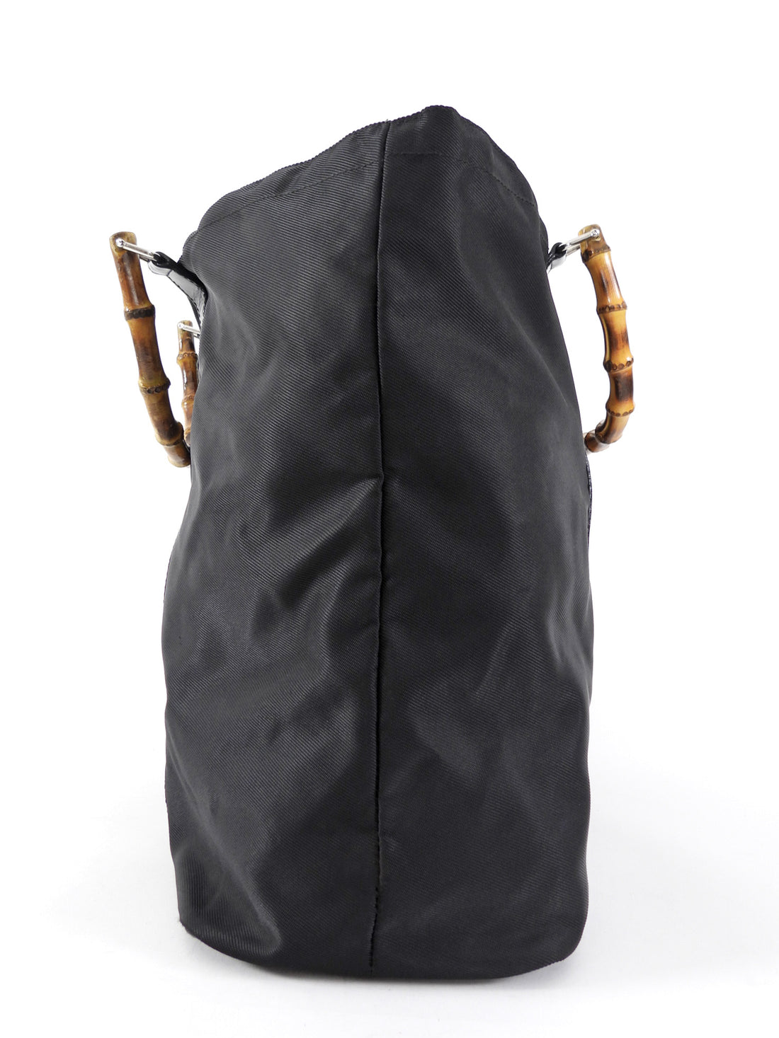 Gucci Large Black Nylon Bamboo Handle Soft Tote