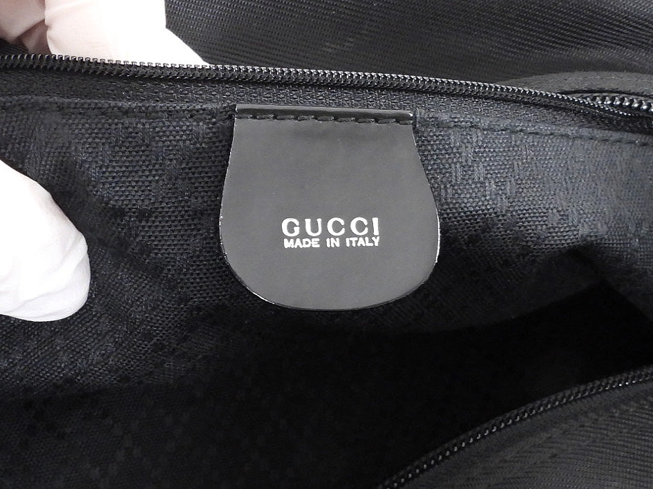 Gucci Large Black Nylon Bamboo Handle Soft Tote