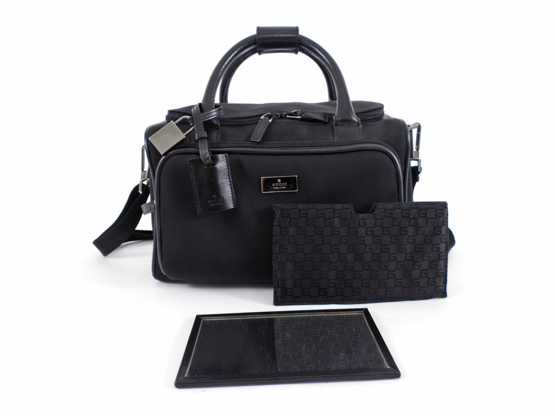 Gucci Vintage Early 2000's Black Nylon Beauty Case Bag