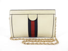 Gucci Ivory Leather Web Stripe GG Ophidia Chain Clutch Bag