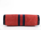 Gucci Red Suede Web Stripe Ophidia Chain Clutch Bag