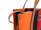 Gucci Interlocking G Orange Striped Web Canvas Tote Bag