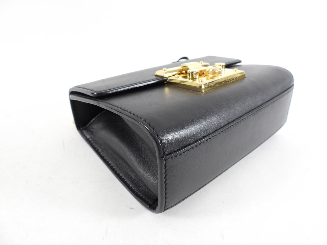 Gucci Small Black Smooth Leather Padlock Chain Bag