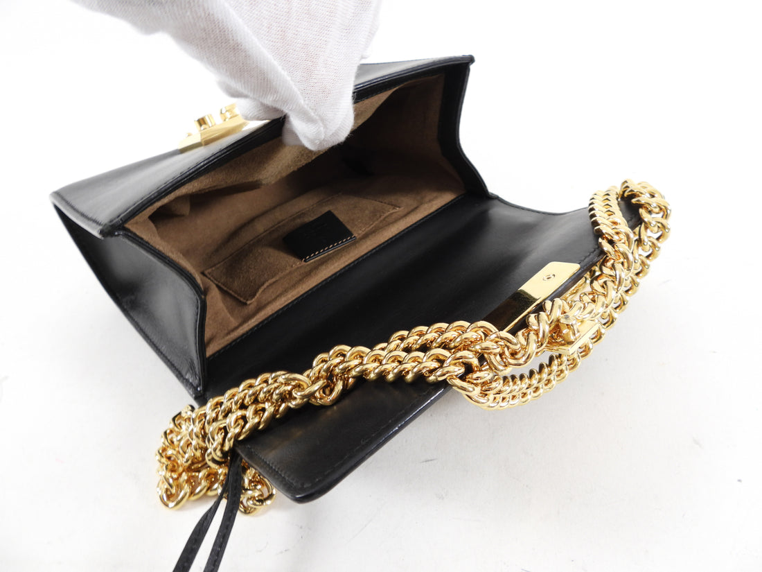 Gucci Small Black Smooth Leather Padlock Chain Bag