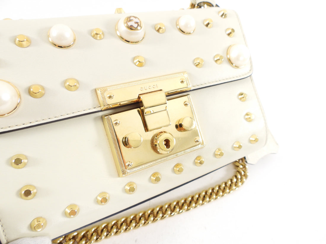 Gucci Small Ivory Pearly Padlock Chain Bag