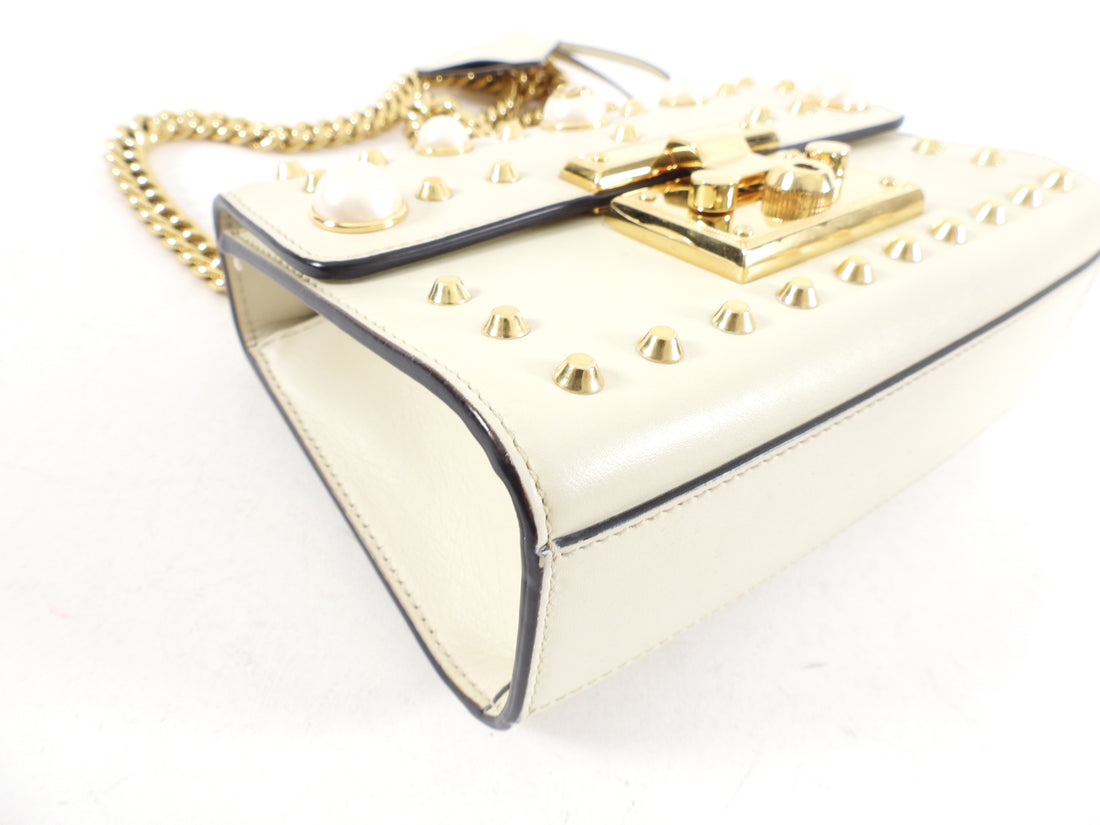 Gucci Small Ivory Pearly Padlock Chain Bag