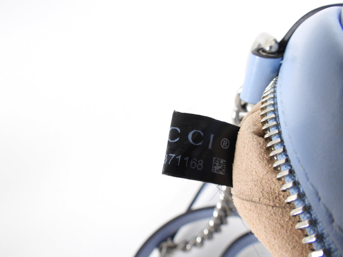 Gucci Light Blue Matelasee Marmont Mini Crossbody Camera Bag