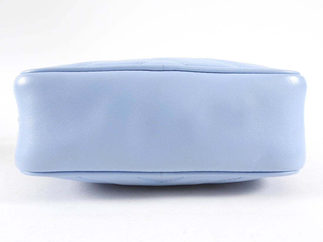 Gucci Light Blue Matelasee Marmont Mini Crossbody Camera Bag