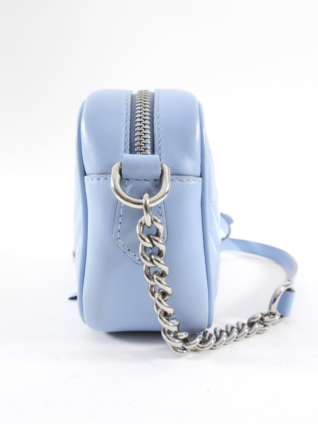 Gucci Light Blue Matelasee Marmont Mini Crossbody Camera Bag