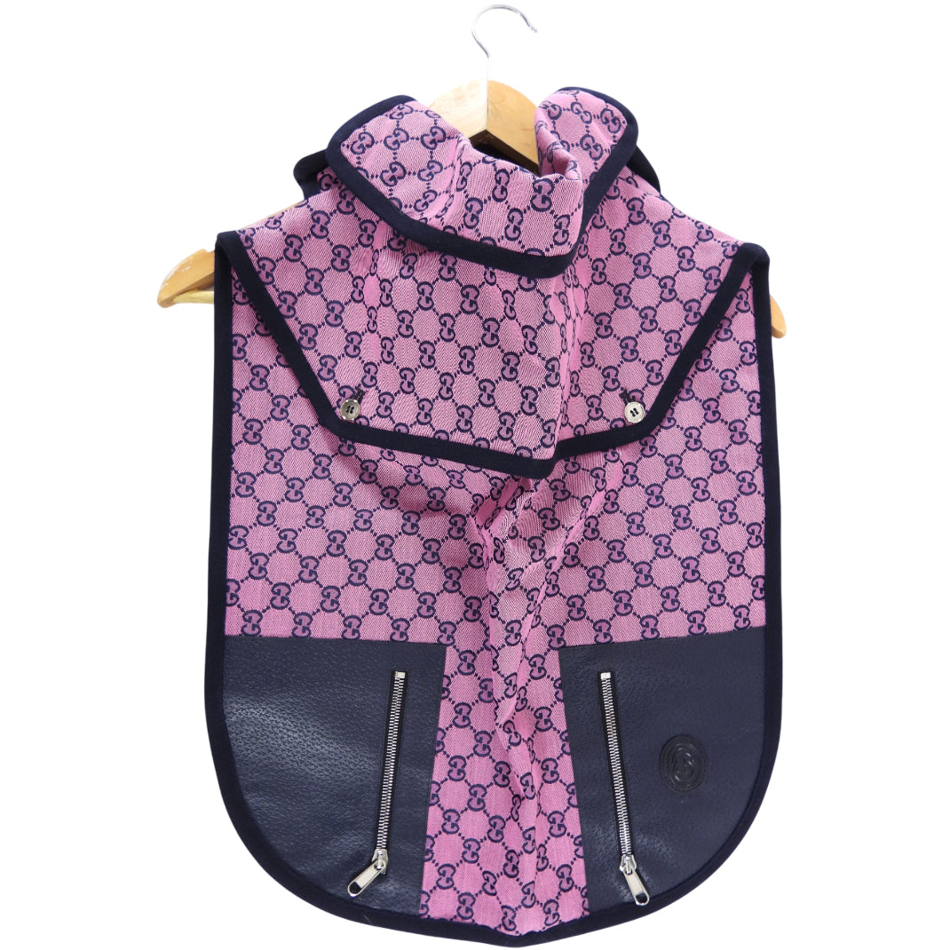 Gucci Pink and Black Monogram Canvas and Leather Dog Trench Coat - L