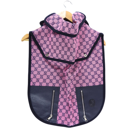 Gucci Pink and Black Monogram Canvas and Leather Dog Trench Coat - L