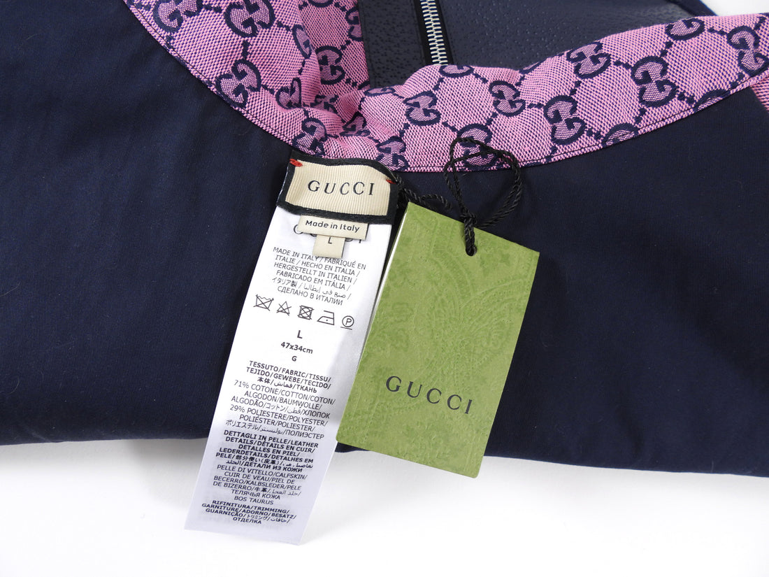 Gucci Pink and Black Monogram Canvas and Leather Dog Trench Coat - L