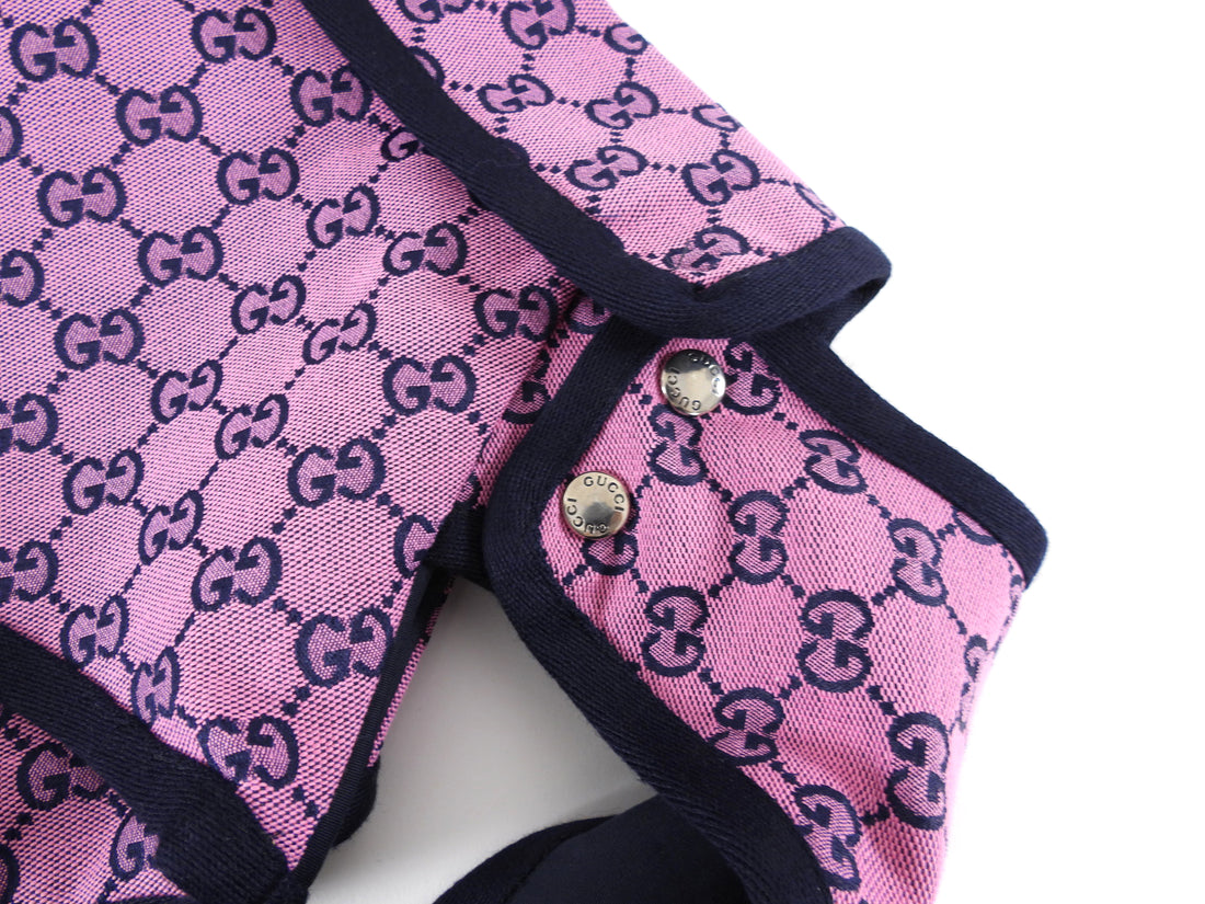 Gucci Pink and Black Monogram Canvas and Leather Dog Trench Coat - L