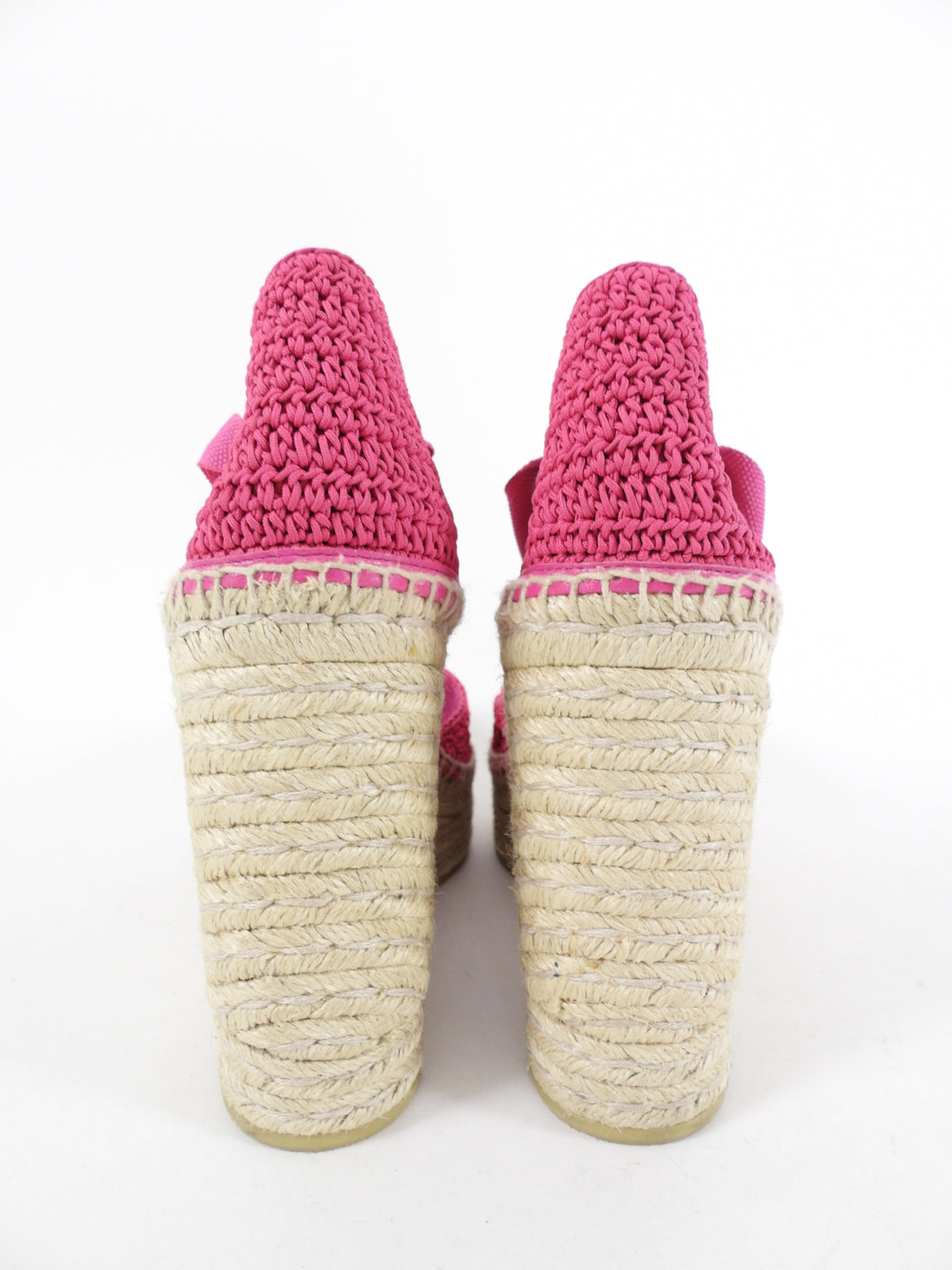Gucci Pearl GG Marmont Pink Crochet Espadrille Wedge Sandal - 40