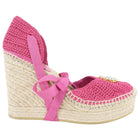 Gucci Pearl GG Marmont Pink Crochet Espadrille Wedge Sandal - 40