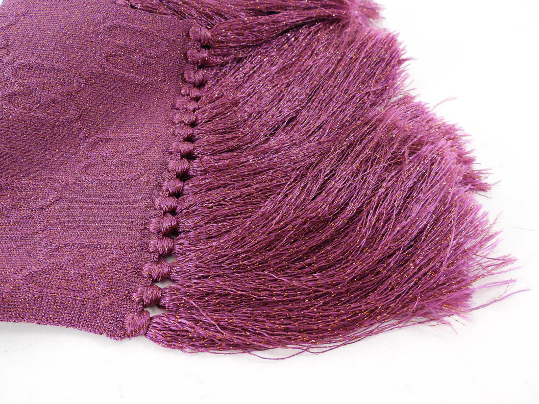 Gucci GG Monogram Pink Shimmer Fringe Long Scarf