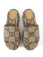 Gucci Brown Monogram Canvas GG Flatform Slide Sandal - 40