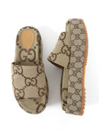 Gucci Brown Monogram Canvas GG Flatform Slide Sandal - 40