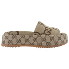 Gucci Brown Monogram Canvas GG Flatform Slide Sandal - 40