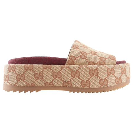 Gucci Monogram Canvas Platform Slides - 35.5 / USA 6 / 6.5