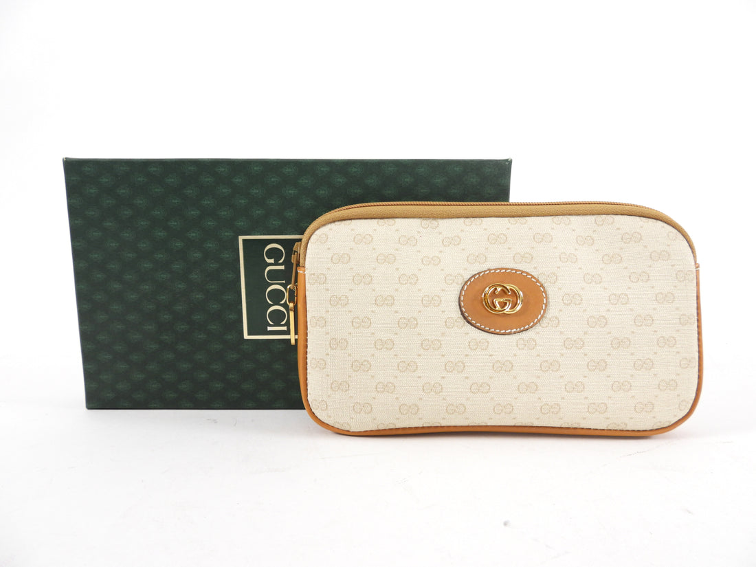 Gucci Vintage 1980's Coated Canvas Small Zip Pouch