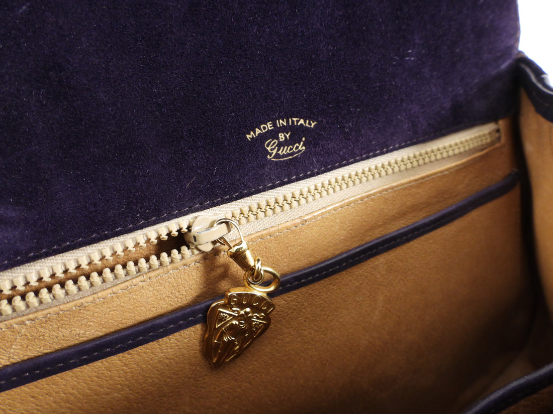 Gucci Vintage circa 1970's Purple Suede Shoulder Bag