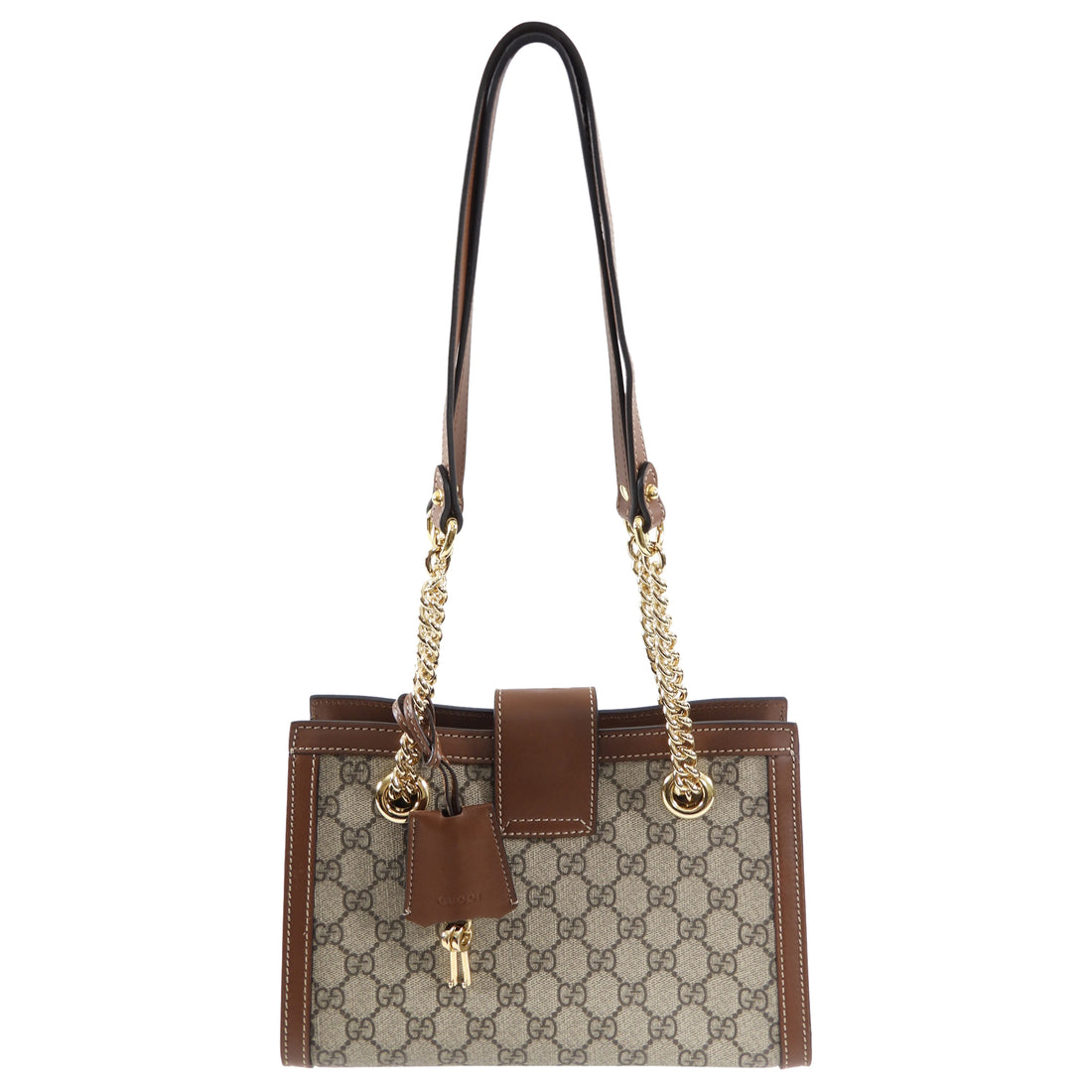 Gucci Small Brown Monogram Supreme Padlock Shoulder Bag