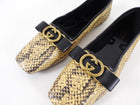 Gucci Exotic Natural Python Ballerina Lace Up GG Flat Shoes - 38 (37.5)