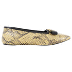 Gucci Exotic Natural Python Ballerina Lace Up GG Flat Shoes - 38 (37.5)