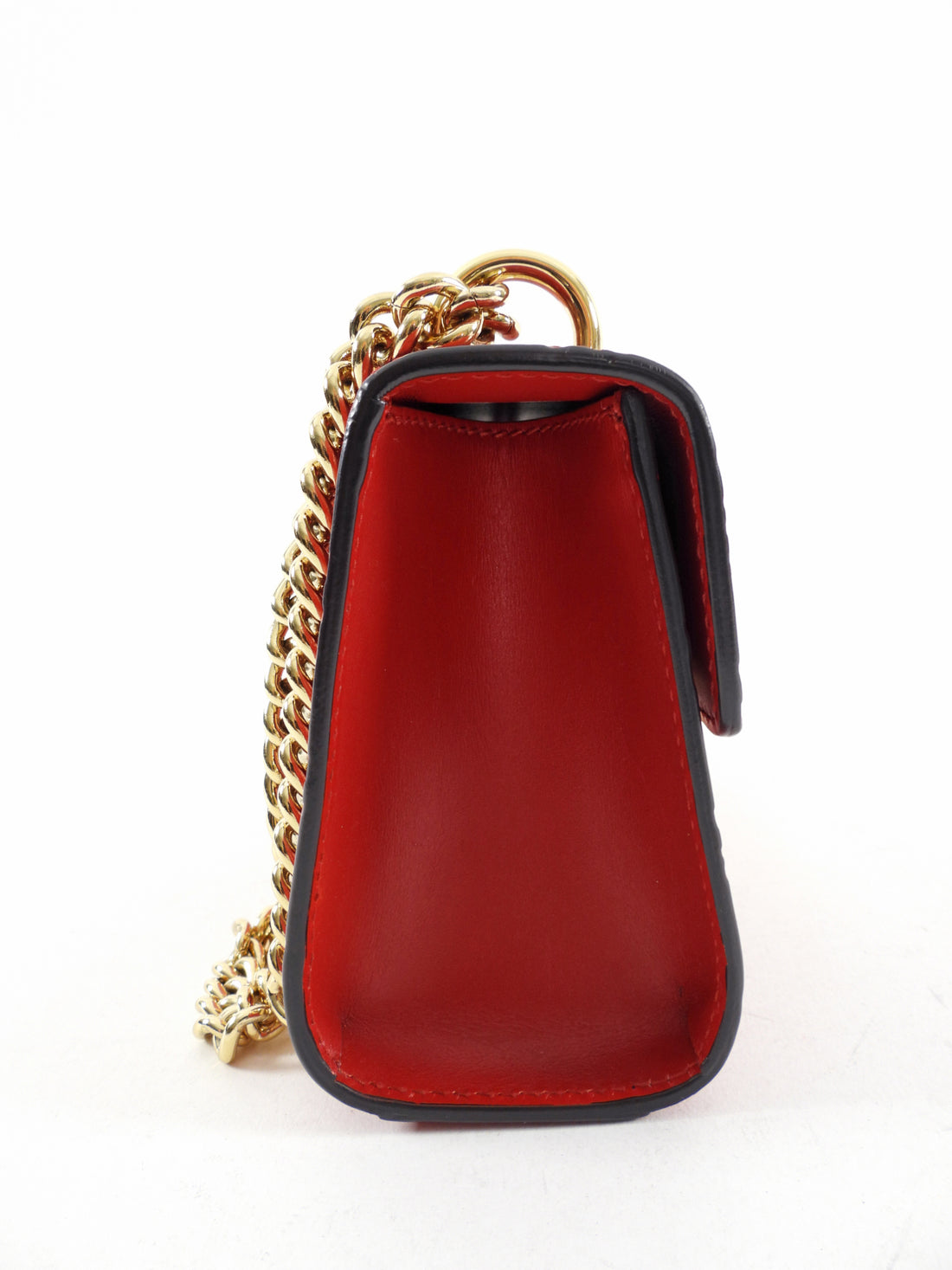 Gucci Small Red Leather Guccissima Padlock Chain Bag