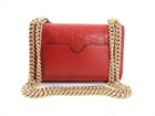 Gucci Small Red Leather Guccissima Padlock Chain Bag