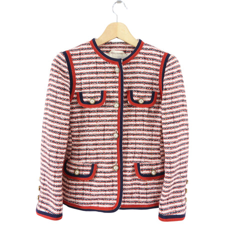 Gucci Red Tweed Jacket with Pearl GG Buttons - IT36 / XS / 0