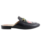 Gucci Foral Roses Embroidery Princetown Slipper Black - 39/ 8