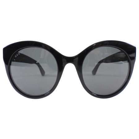 Gucci Black Acetate Round Sunglasses GG0028S