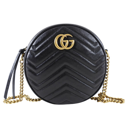 Gucci Marmont Quilted Round Crossbody Chain Bag