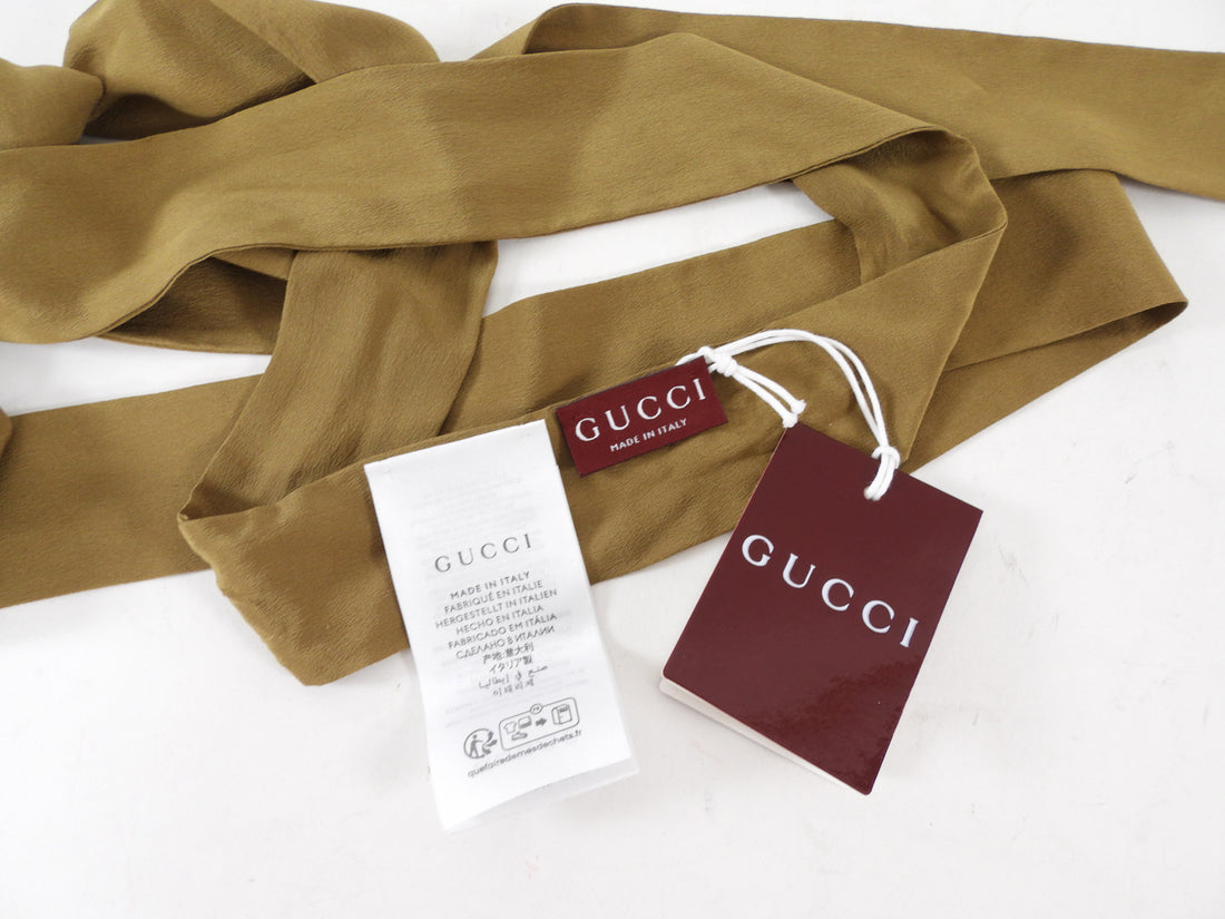 Gucci Brown Silk Sash Belt / Scarf / Necklace