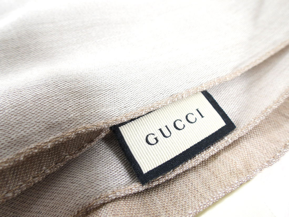 Gucci Monogram Greige Jacquard GG Logo Shawl Scarf