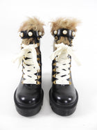 Gucci Trip Black Lace Up Combat Boot with Shearling Lining - 39