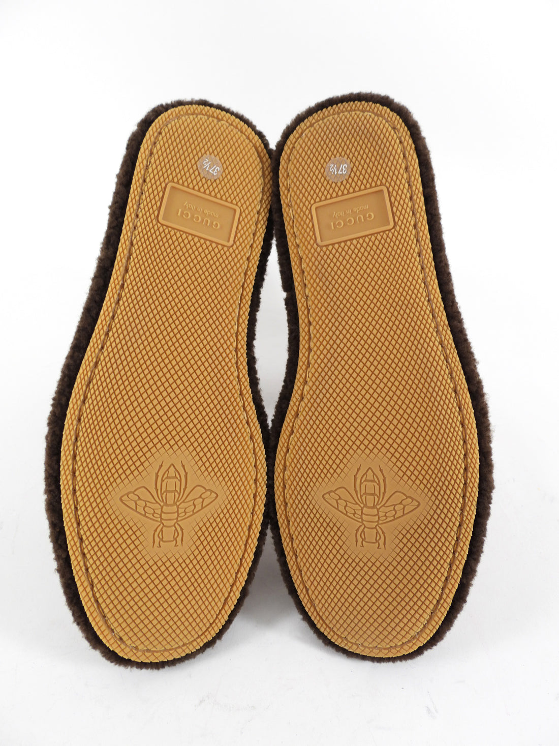 Gucci Brown Shearling Monogram Slip on Snow Boot - 37.5