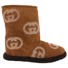 Gucci Brown Shearling Monogram Slip on Snow Boot - 37.5
