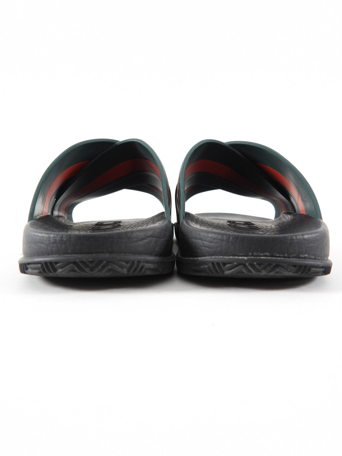 Gucci Red and Green Stripe Criss Cross Rubber Pool Slides - 39