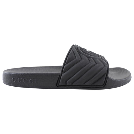 Gucci Black GG Logo Rubber Pool Slides - 36