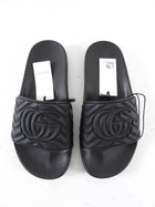 Gucci Black GG Logo Rubber Pool Slides - 36